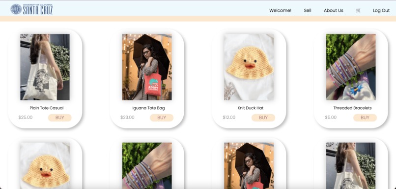 Sluggers E-marketplace webpage